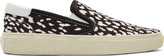 Thumbnail for your product : Saint Laurent Black & White Babycat Print Slip-on Shoes