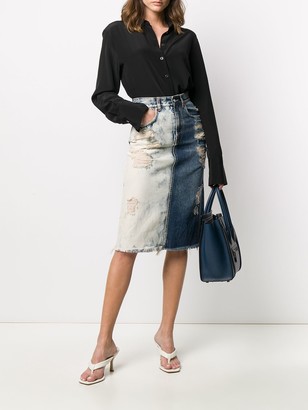 Givenchy Two-Tone Ripped Denim Skirt