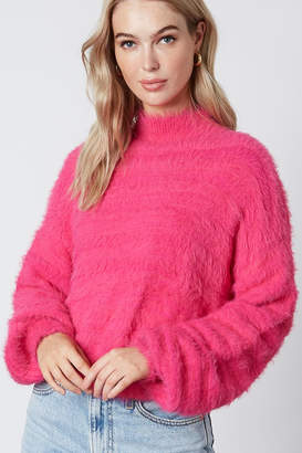 Cotton Candy Fuzzy Mock Neck Sweater