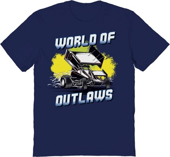 Woo WooMen'sWorldOfOutlawsYellowSplashShortSleeveGraphicCottonT-Shirt-NavyL