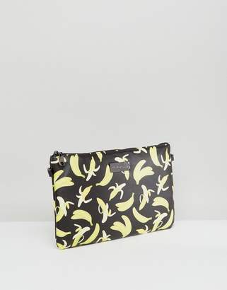 Claudia Canova Banana Print Clutch Bag With Chain