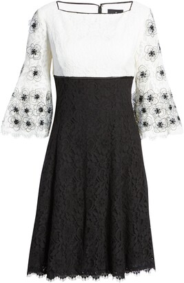Shani Sequin Lace Empire Waist Cotton Blend Cocktail Dress