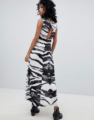 Religion Dip Hem Tank Dress In Zebra Print
