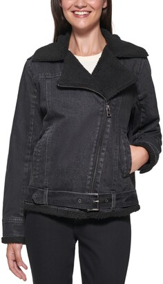 Calvin Klein Jeans Sherpa-Lined Denim Moto Jacket - ShopStyle