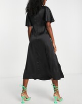 Thumbnail for your product : Queen Bee Maternity satin midi dress with angel sleeve in black