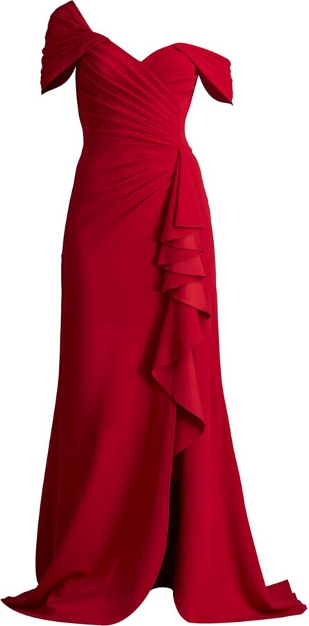 Tadashi Shoji One-Shoulder Pleated Gown ShopStyle Evening Dresses