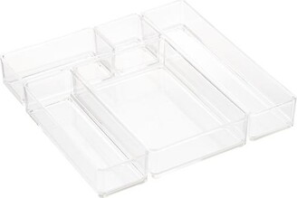 Luxe Acrylic Stacking Drawer Organizers Gold Trim Set of 5 | The Container Store