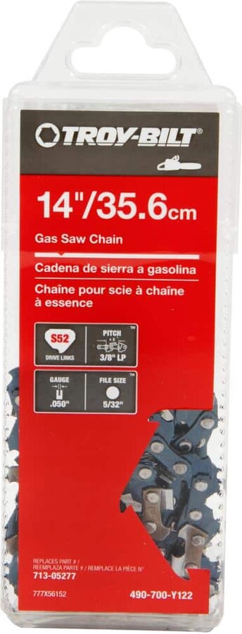 Troy-Bilt Original Equipment 14 in. 0.050 in. Gauge Chainsaw Chain for Gas Chainsaws with 52 Links, Replaces OE# 713-05277