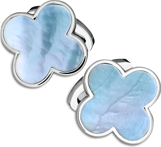Jan Leslie Blue Mother of Pearl Clover Cufflinks