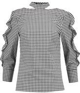 Thumbnail for your product : Marissa Webb Effy Cutout Gathered Gingham Twill Blouse