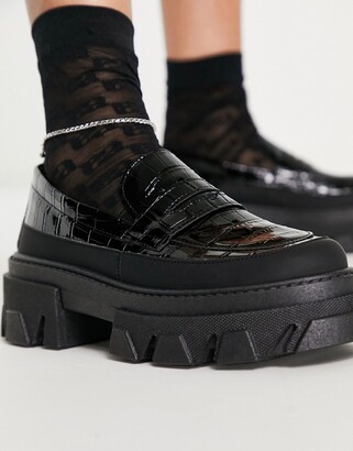 Topshop loafer black croc patent - ShopStyle