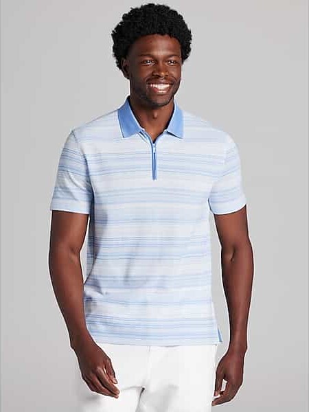 Awearness Kenneth Cole Big & Tall Men's Slim Fit Space Dye Stripe Polo Black/Navy