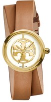 Thumbnail for your product : Tory Burch Women's 'Reva' Logo Dial Double Wrap Leather Strap Watch, 28Mm