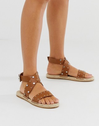 tan leather espadrille sandals