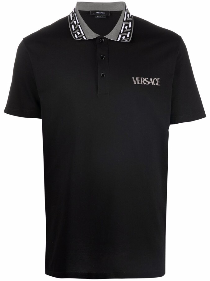 Versace Contrast-Collar Piqué Polo Shirt - ShopStyle