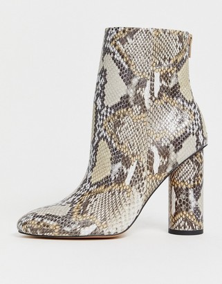 ASOS DESIGN Egypt leather heeled boots in snake