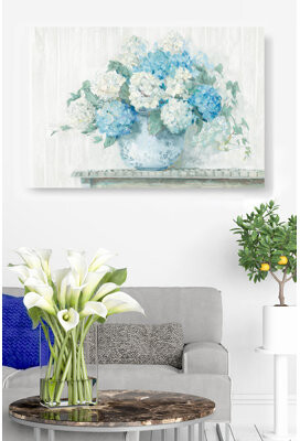 Red Barrel Studio Blue Hydrangea Cottage Crop On Table Blue White
