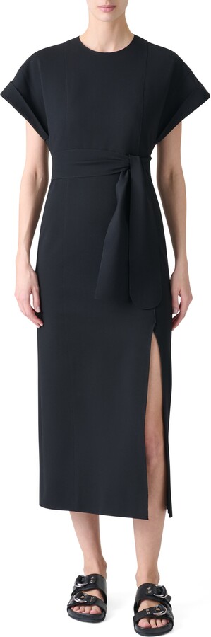 Akris Punto Dot Cutout Back Dolman Sleeve Midi Dress