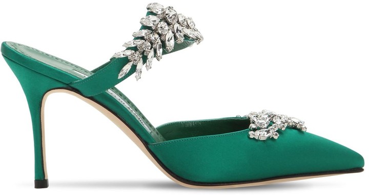 dark green satin shoes
