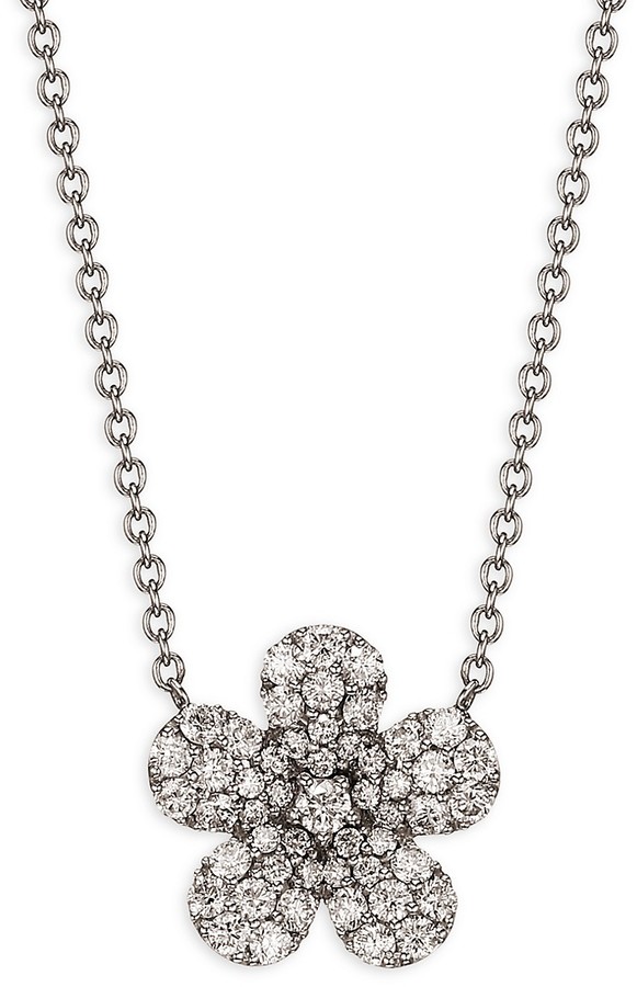 Nephora 14K White Gold Diamond Flower Pendant Necklace ShopStyle