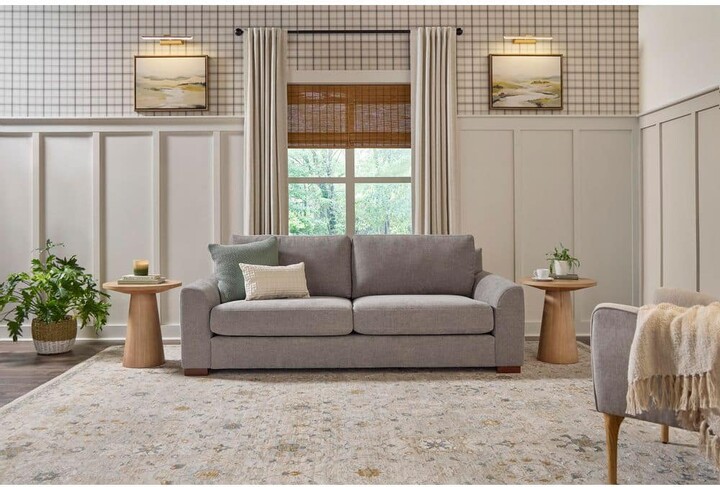 Mirren 86 in. Tapered Arm Rectangle Sofa with 100% Performance Fabric in Milo Fossil Grey
