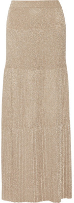 Missoni Pleated Metallic Crochet-knit Maxi Skirt - Gold