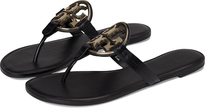 Tory Burch Metal Miller Women's Shoes Perfect Black/Gold 1 : 8 M, Leather