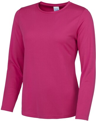 Awdis AWDis Just Cool Womens/Ladies Girlie Long Sleeve T-Shirt (Hot Pink) -  ShopStyle