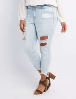 Thumbnail for your product : Charlotte Russe Plus Size Refuge Skinny Crochet Destroyed Jeans