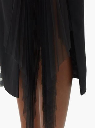David Koma Side-pleated Tulle-panelled Crepe Skirt - Black