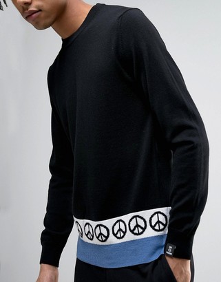 Love Moschino Peace Hem Print Sweater