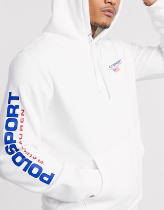Polo Ralph Lauren Capsule logo sleeve hoodie in white