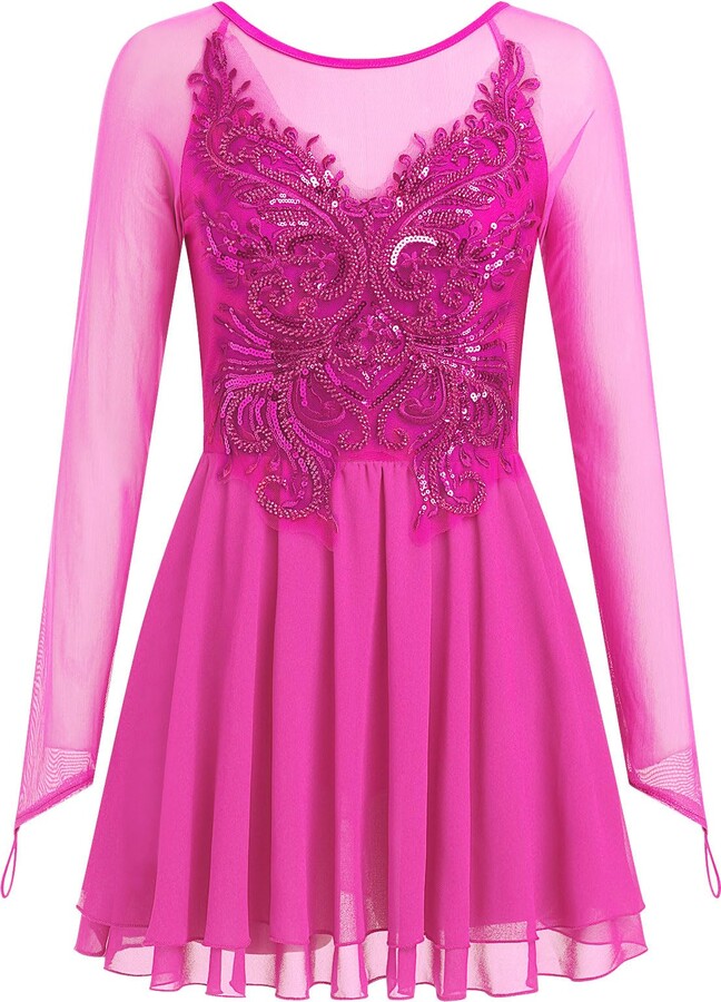 Pink Sequin Long Sleeve Dress ShopStyle UK