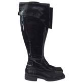 Chanel Black Patent High Folded Boots 