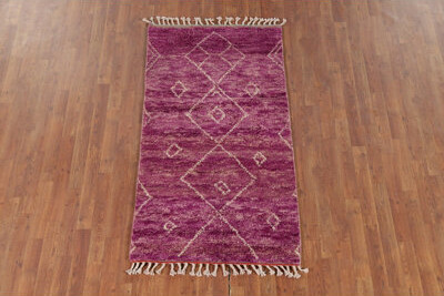 Dakota Fields Purple Plush Geometric Moroccan Oriental Rug 3x6