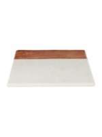 Gray & Willow Square White Marble and Wood Cheese Board