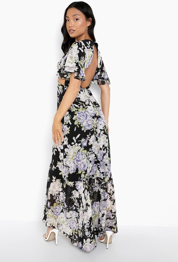 Noa Noa Louise Floral Tapestry Print Tiered Maxi Dress in Green