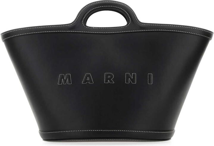 Marni Black Leather Small Tropicalia Handbag