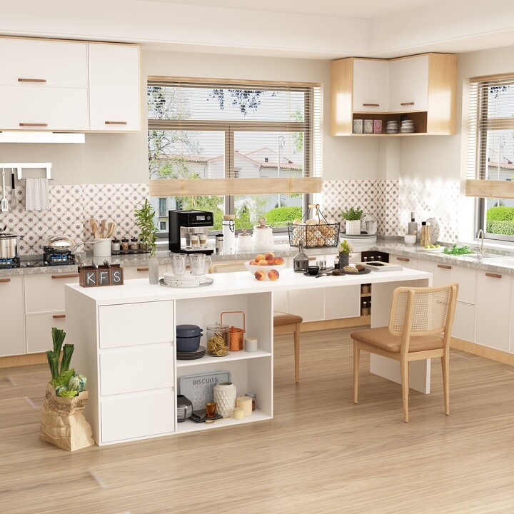 FAMAPY Home Island Table Dining Storage Cabinet Kitchen Island Dining