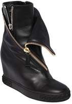 Thumbnail for your product : Casadei 80mm Zipped Leather Wedged Sneakers
