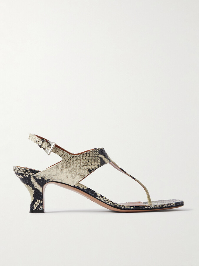 Paris Texas Portofino Snake-effect Leather Sandals - Animal print