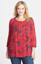 Thumbnail for your product : Lucky Brand 'Londynn' Print Peasant Top (Plus Size)