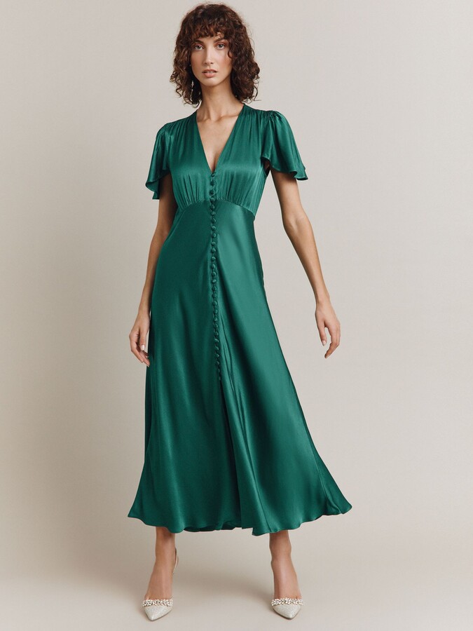 Ghost Grace Satin Swing Midi Dress ShopStyle