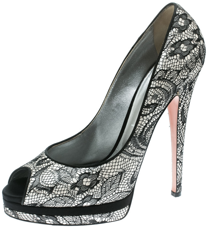 black lace pumps