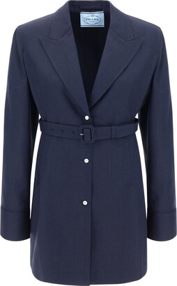 Prada Fil-à-fil single-breasted blazer - ShopStyle