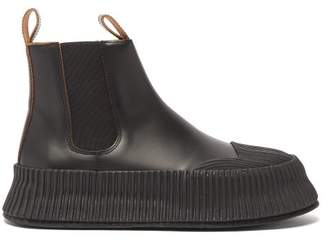 Jil Sander Flatform Leather Chelsea Boots - Womens - Black