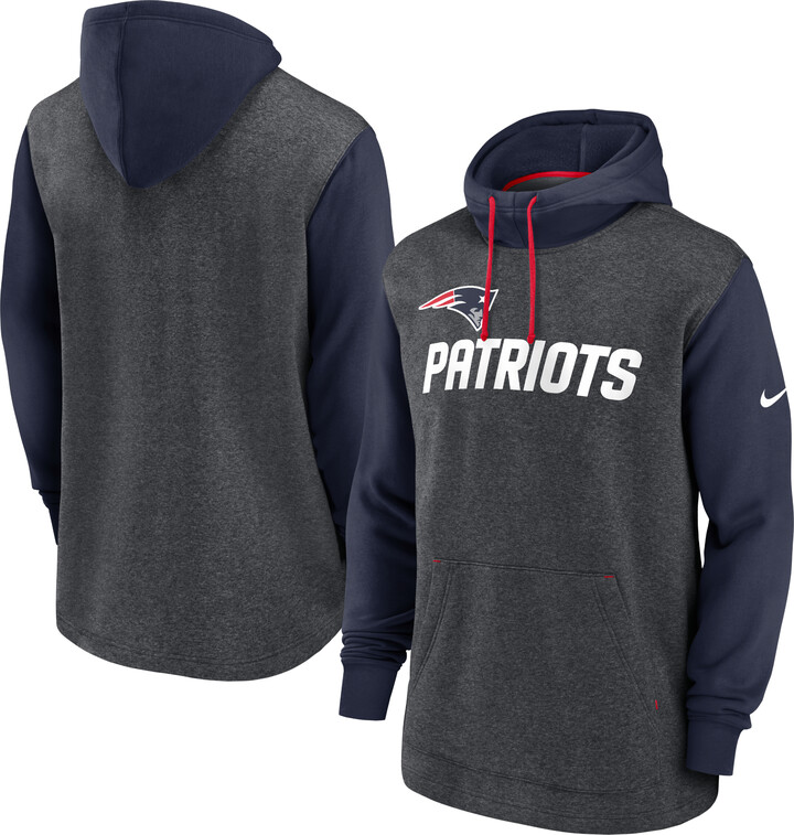 Men's Nike Heathered Charcoal/Navy New England Patriots Surrey Legacy Pullover Hoodie
