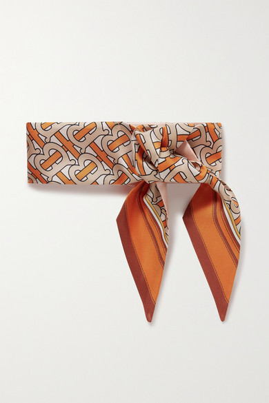 Burberry - Printed Mulberry Silk-twill Scarf - Orange