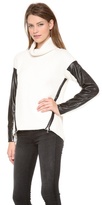 Thumbnail for your product : Milly Leather Sleeve Turtleneck Sweater