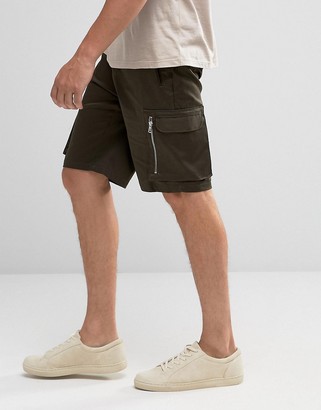 ASOS Skinny Shorts With Cargo Pockets in Khaki
